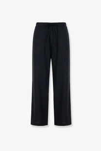 Tonywack men’s black wool blend trousers with wide-leg fit and drawstring waistband for comfortable wear