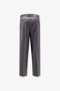 Tonywack men’s wool blend grey trousers with tailored fit and subtle pinstripe texture