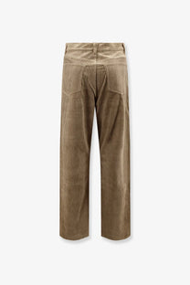 Tonywack unisex beige corduroy trousers with tan straight-leg cut and subtle vertical ribbing