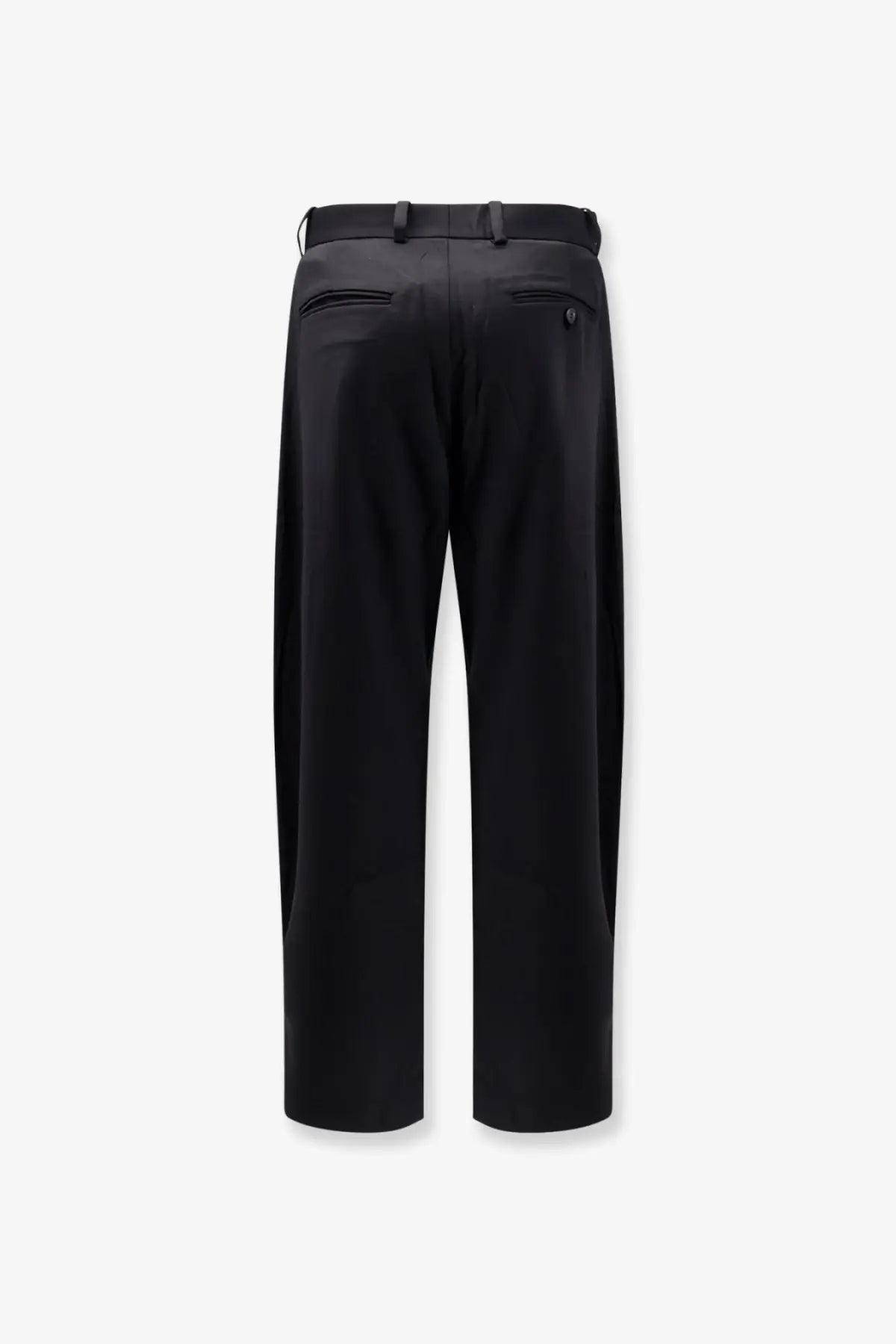 Black tailored Tonywack unisex wool blend trousers with sleek straight-leg cut and subtle side seam detailing