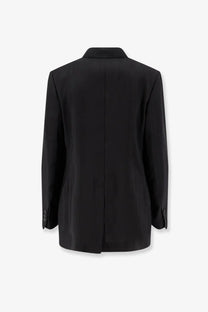 Tonywack women’s airy tailored rayon blazer in black with classic notched collar and three-button cuffs