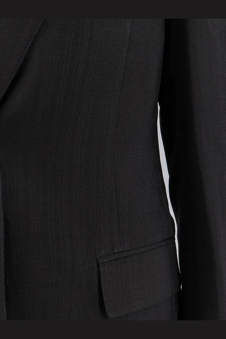 Tonywack women’s airy tailored rayon blazer black pinstripe suit jacket with subtle textured weave front view