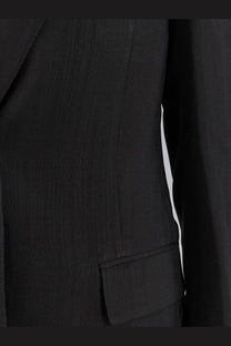 Tonywack women’s airy tailored rayon blazer black pinstripe suit jacket with subtle textured weave front view