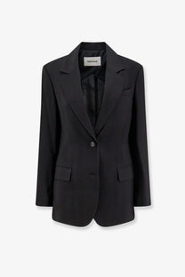 Tonywack women’s airy tailored black rayon blazer with single button and structured lapels