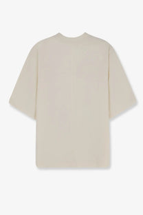 Cream-colored oversized short sleeve tonywack women’s cotton blend shirt with a relaxed fit