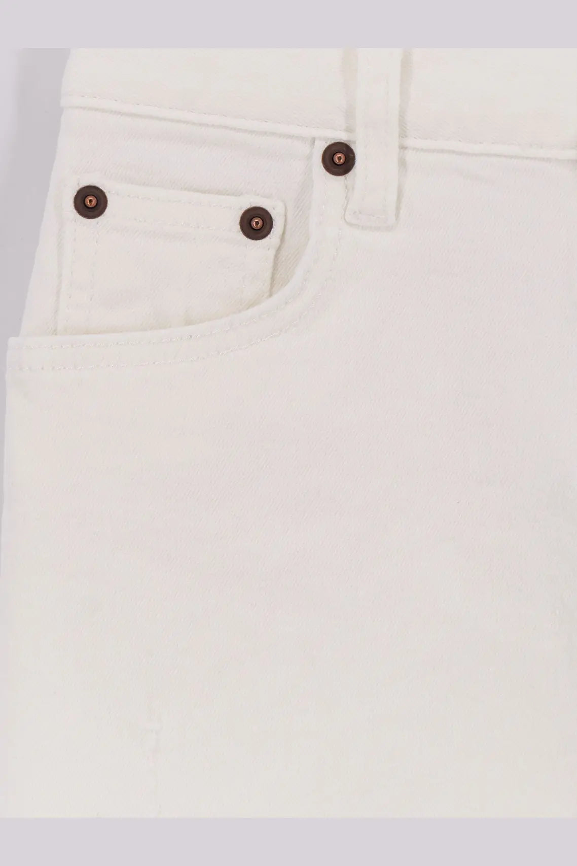 Tonywack women’s cotton skirt white with white denim fabric and brown copper toned buttons visible