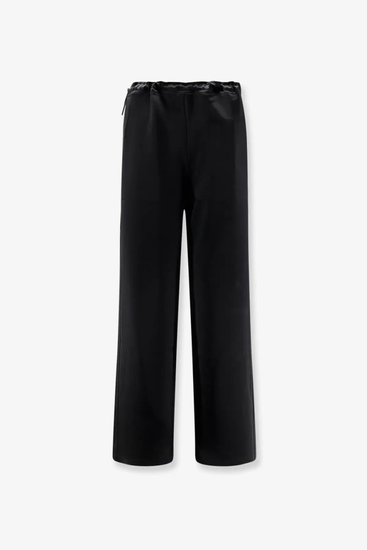 Tonywack women’s black satin wide-leg trousers with a drawstring waistband for comfortable stylish wear