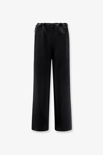 Tonywack women’s black satin wide-leg trousers with a drawstring waistband for comfortable stylish wear