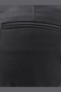 Tonywack women’s wool blend capri trousers black showing black textured fabric with subtle woven pattern and stitched pocket detail