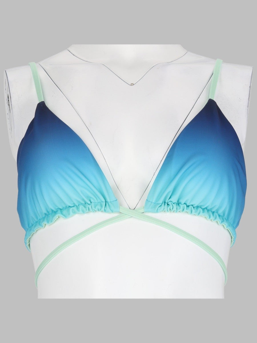 Casablanca Women's Top Bikini Con Stampa Gradient Perline Blue