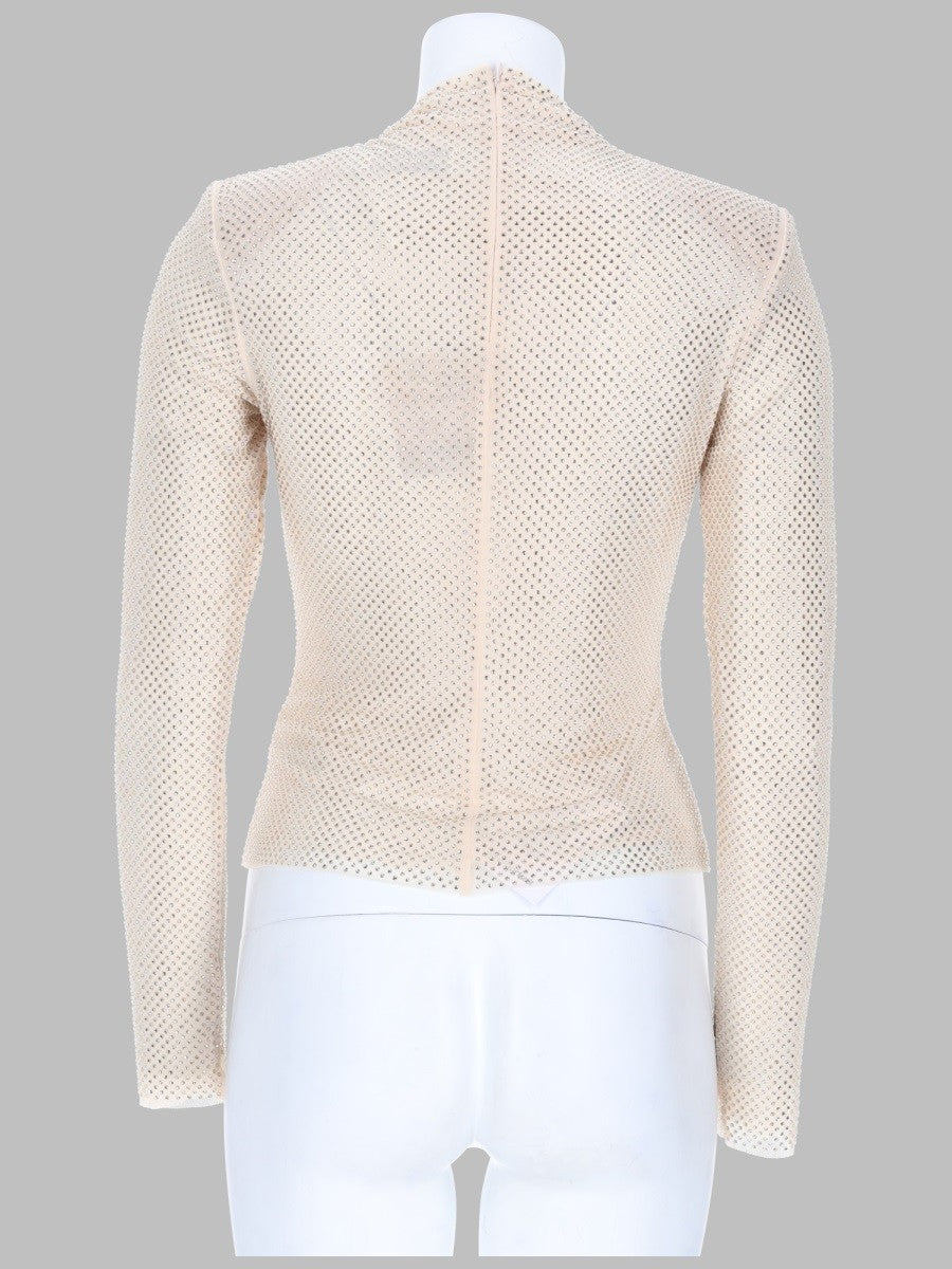 self-portrait Women's Top Con Cristalli White