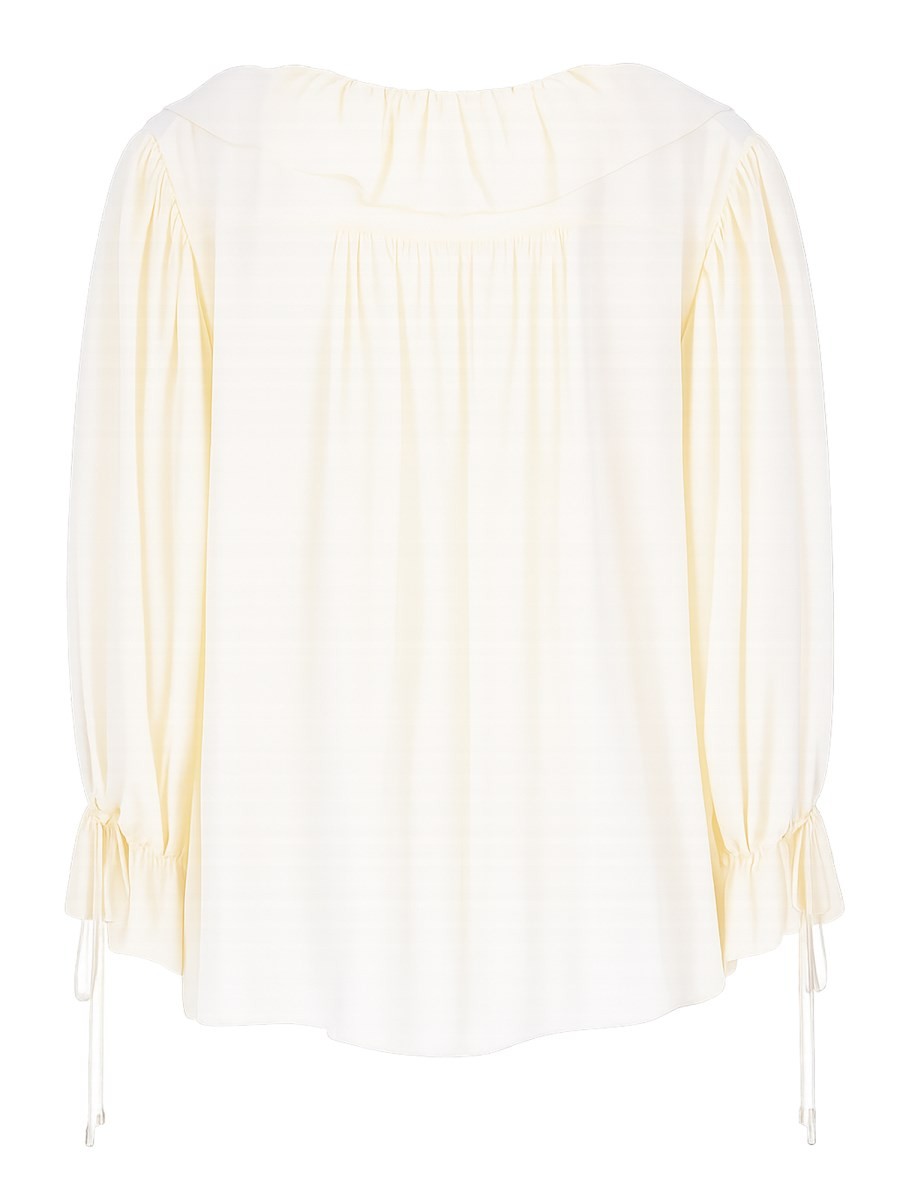 Chloé Women's Top Con Volant Scollo in Crêpe DE Chine White