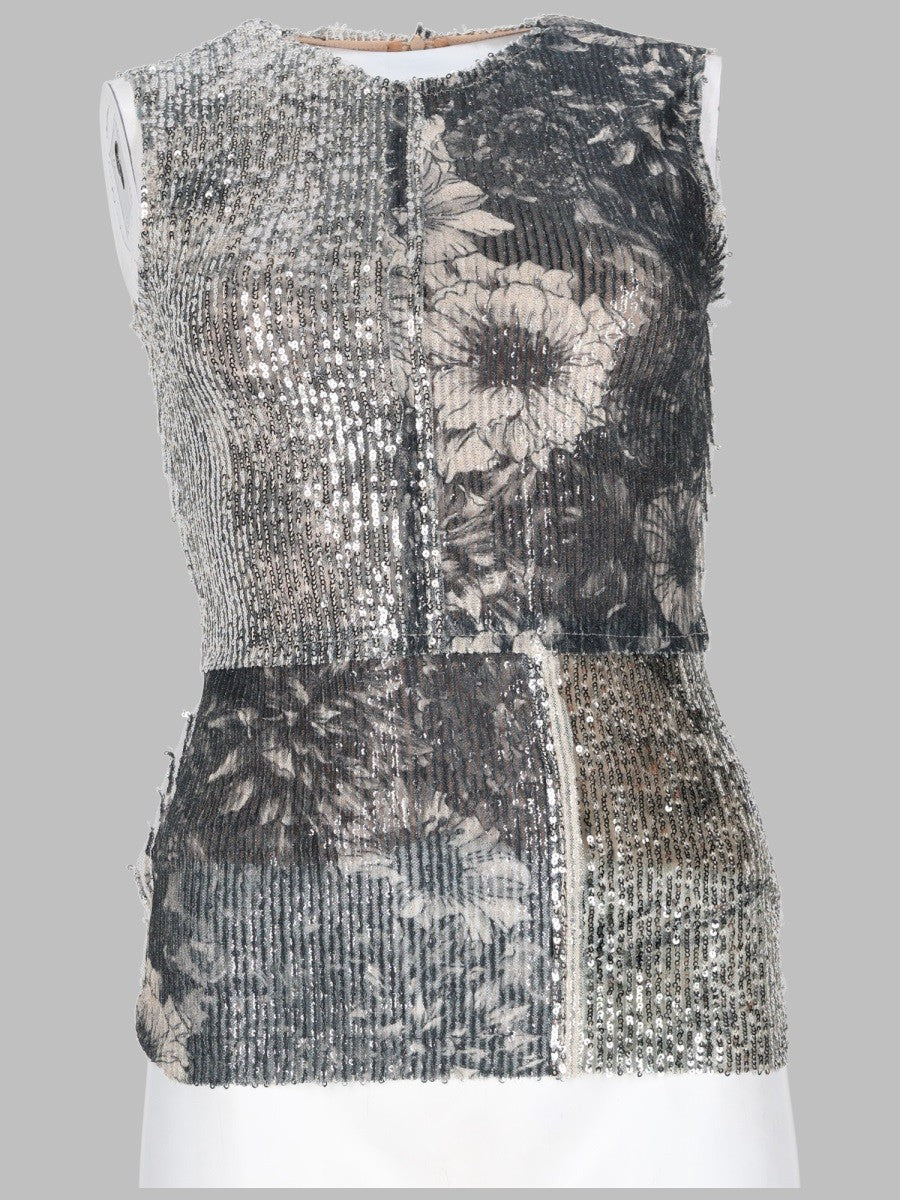 Maison Margiela Women's Top Floreale Con Paillettes Grey