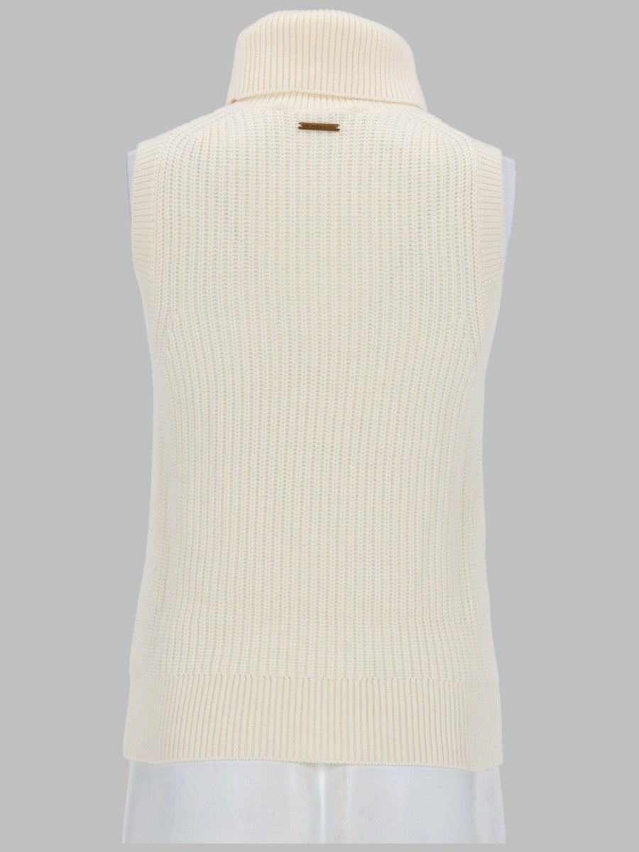 Michael Kors Women's Top Smanicato Collo Alto in Misto Lana White