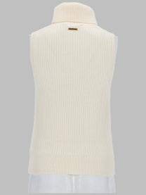 Michael Kors Women's Top Smanicato Collo Alto in Misto Lana White