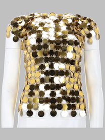 Rabanne Women's Top the Gold Sparkle Disc Gold