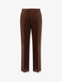 Hevò Men's Torre Chianca Linen and Viscose Trousers Brown