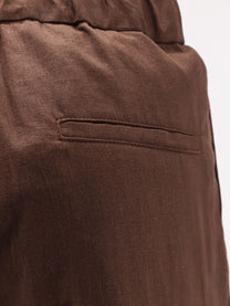 Hevò Men's Torre Chianca Linen and Viscose Trousers Brown
