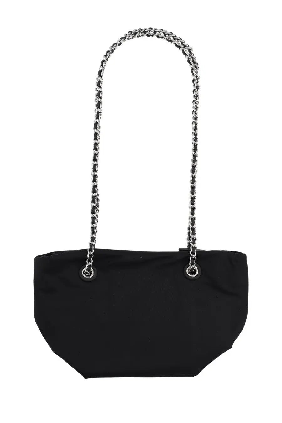 Tory Burch women’s ella small black nylon tote bag with silver-toned chain strap perfect for daily use