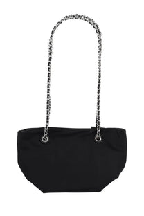 Tory Burch women’s ella small black nylon tote bag with silver-toned chain strap perfect for daily use