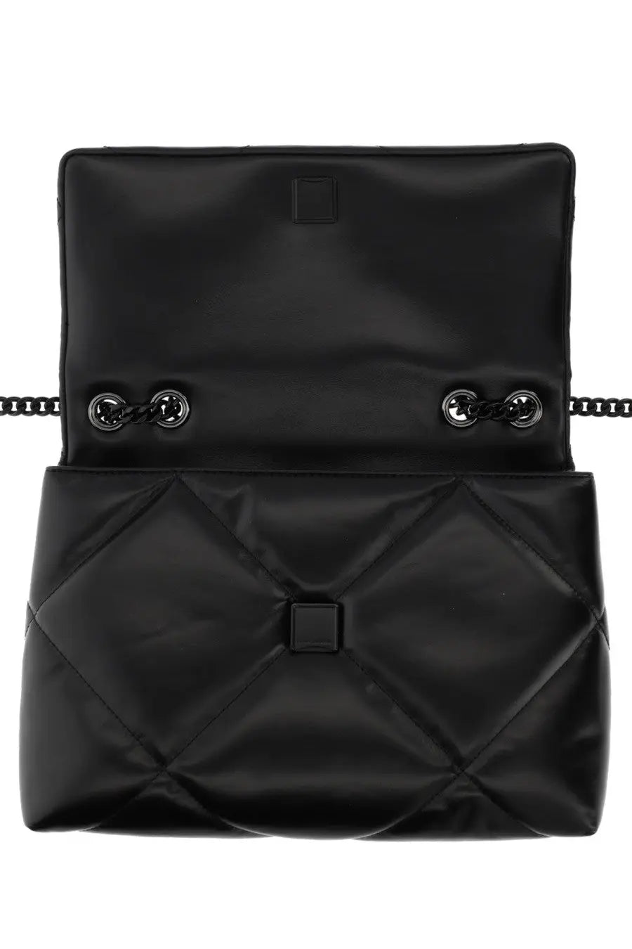 Tory Burch women’s black quilted leather crossbody bag with chain strap and silver toned hardware