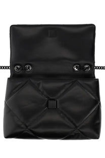 Tory Burch women’s black quilted leather crossbody bag with chain strap and silver toned hardware