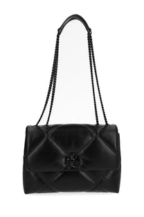 Tory Burch women’s black quilted leather handbag with chain strap and logo clasp for stylish everyday use