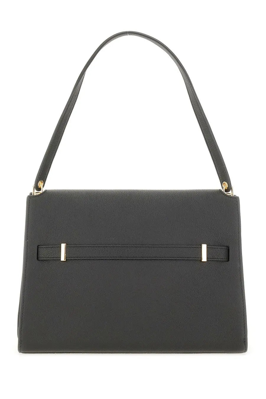 Tory burch women’s black leather handbag lee radziwill large with gold-tone hardware and minimalist design