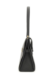 Tory Burch women’s Lee Radziwill large black leather handbag with gold-tone hardware and structured rectangular silhouette