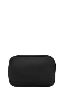 Tory Burch women’s black rectangular toiletry bag with smooth matte finish and subtle edge stitching in Virginia Black