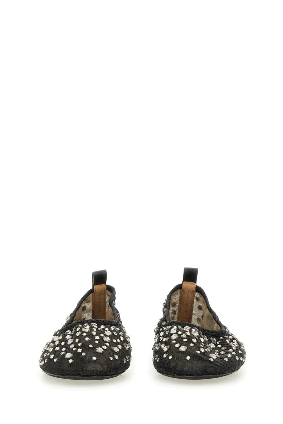Tory Burch women’s ballerina black flats with silver rhinestones scattered on soft leather material