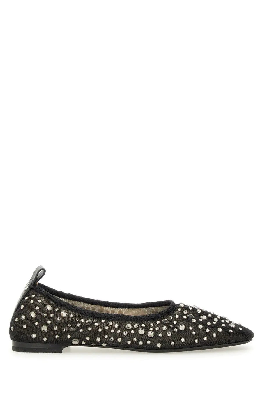 Tory burch women’s ballerina black flat ballet shoe adorned with scattered silver studs
