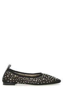 Tory burch women’s ballerina black flat ballet shoe adorned with scattered silver studs