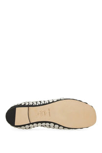 Tory burch women’s ballerina flat shoe in black with silver rhinestone detailing along the edge