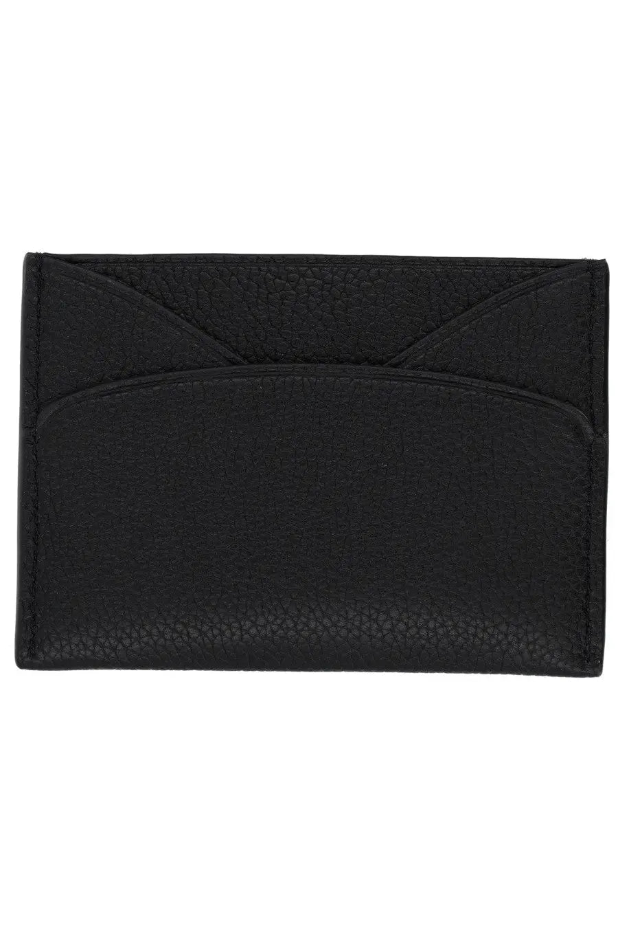 Tory burch women’s card holder romy black black textured leather with stitched edges and single card slot