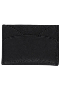 Tory burch women’s card holder romy black black textured leather with stitched edges and single card slot