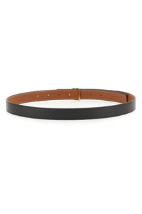 Tory Burch women’s cintura miller reversible black leather belt with tan lining and gold-tone buckle