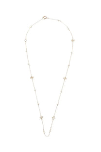 Tory Burch women’s gold silver chain necklace with small cross charms and tiny round beads for elegant wear