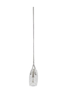 Tory Burch women’s Fleming bag silver sleek transparent quilted handbag with silver chain strap and metallic hardware