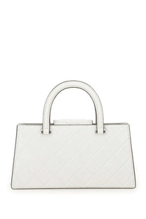 Tory Burch women’s Fleming East West shopper bag white quilted leather with structured rectangular shape and top handle