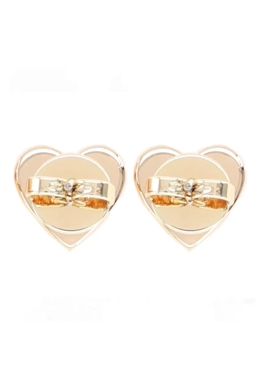 Tory burch women’s kira heart earrings gold with bow detail and small pearl center stud earrings