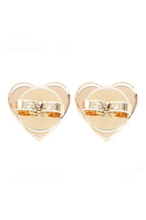 Tory burch women’s kira heart earrings gold with bow detail and small pearl center stud earrings
