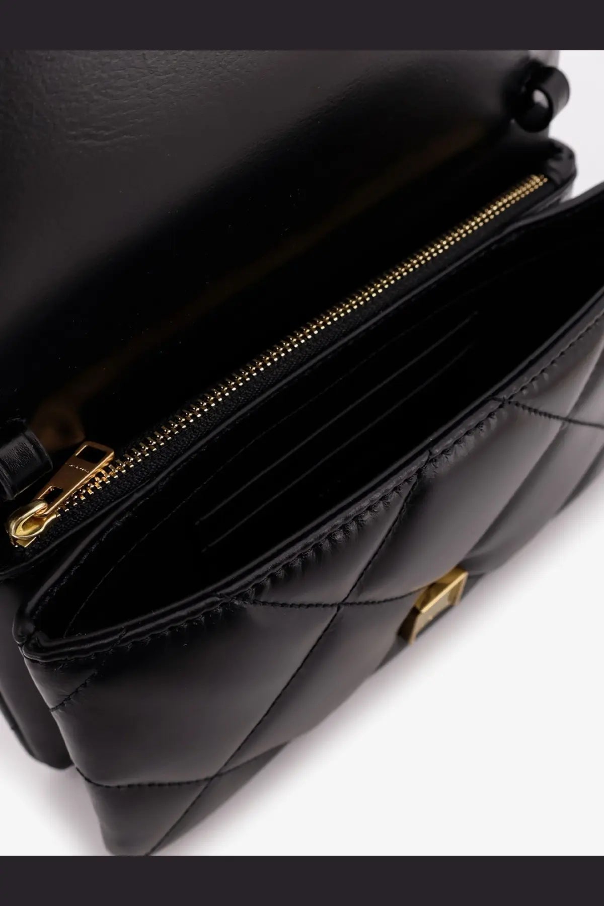 Tory Burch women’s kira quilted leather crossbody bag black with gold-tone zipper and hardware detailing