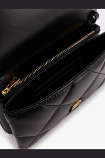 Tory Burch women’s kira quilted leather crossbody bag black with gold-tone zipper and hardware detailing