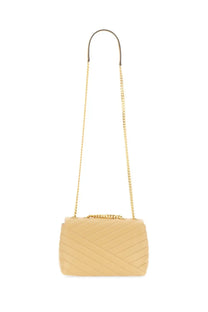 Beige quilted leather Tory Burch women’s Kira small shoulder bag with gold-tone chain strap and hardware