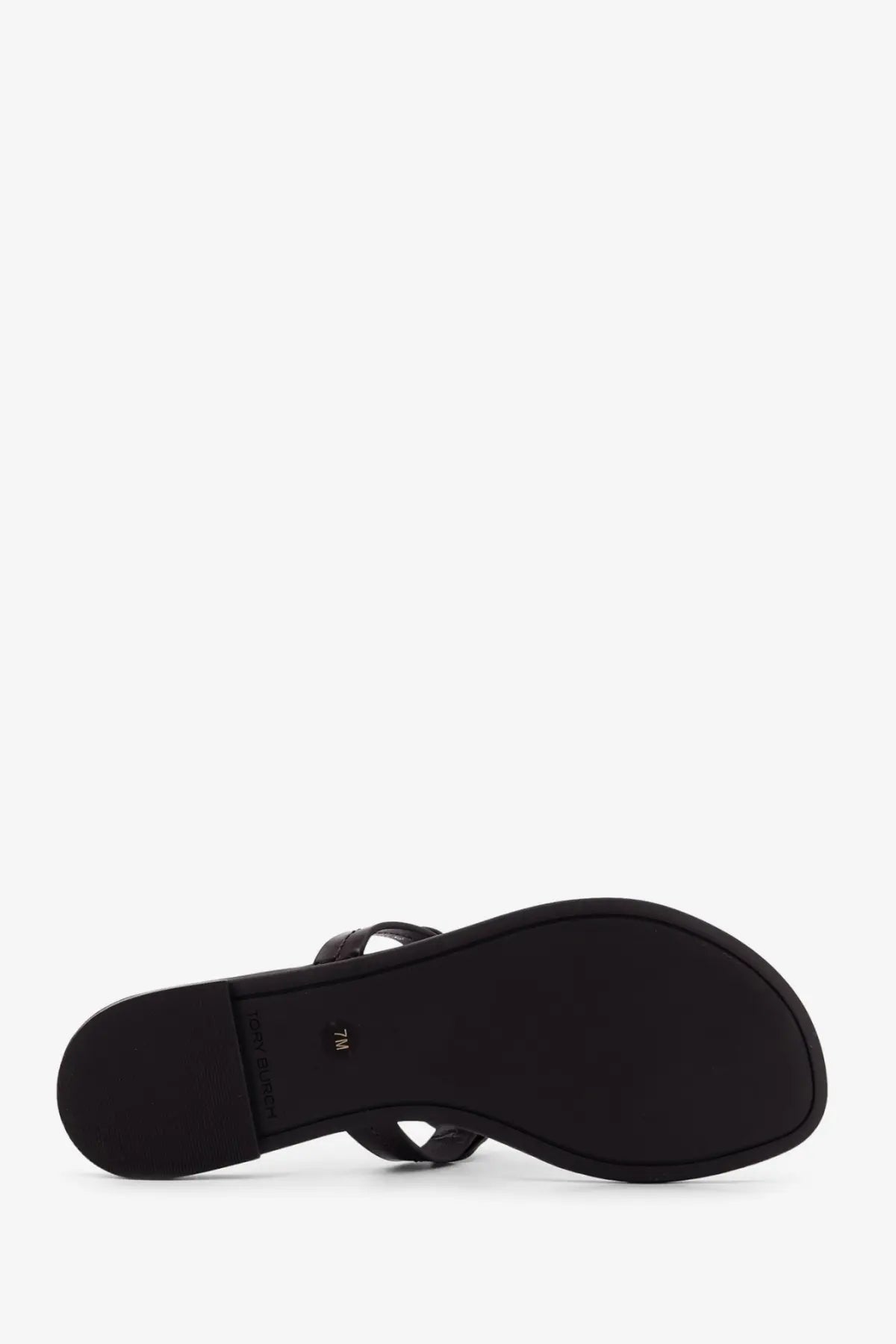 Tory Burch women’s brown leather thong sandal with minimalist design and subtle branding on the insole