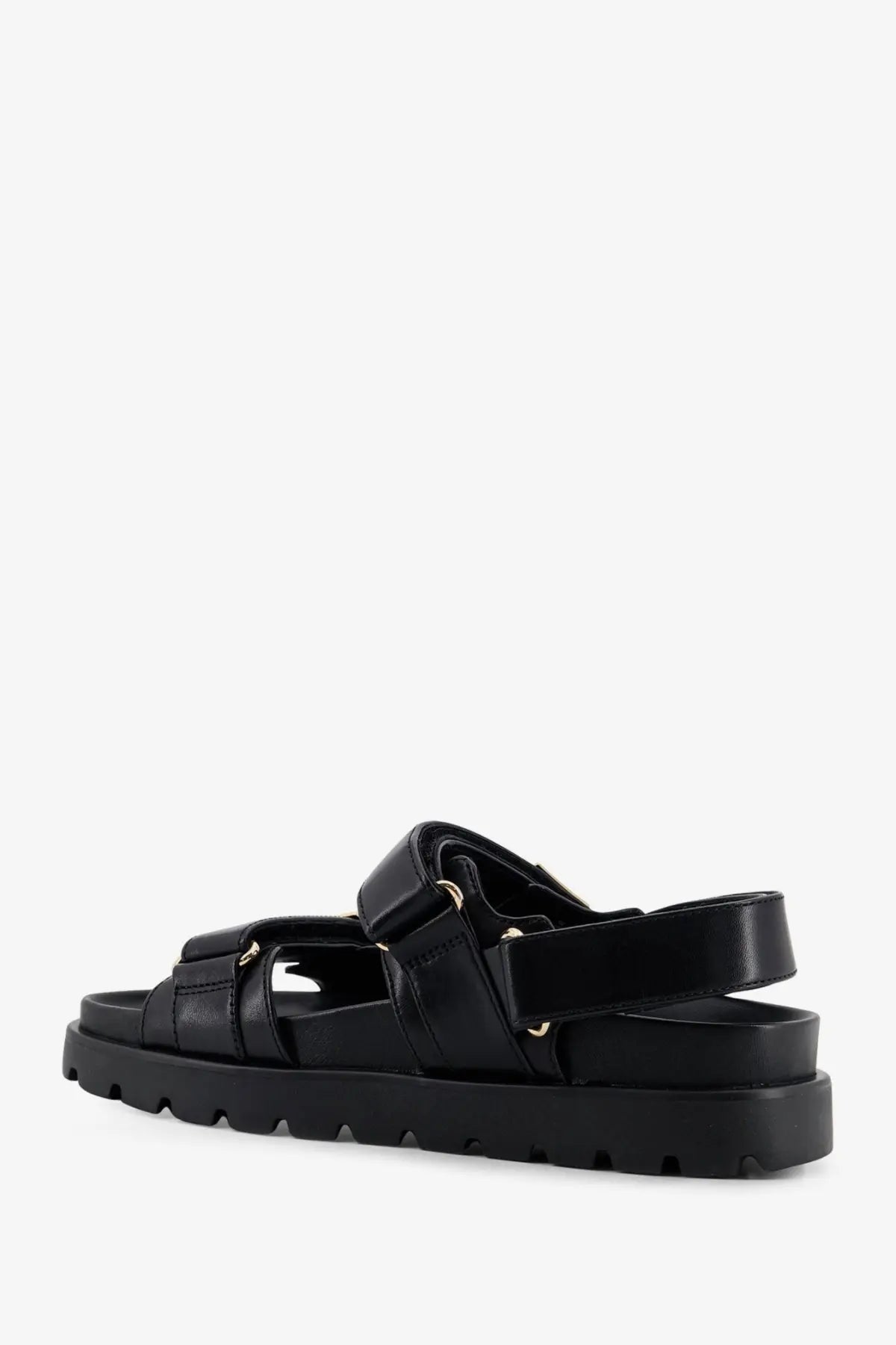 Tory burch women’s mellow leather sandal in black with adjustable straps and chunky platform sole