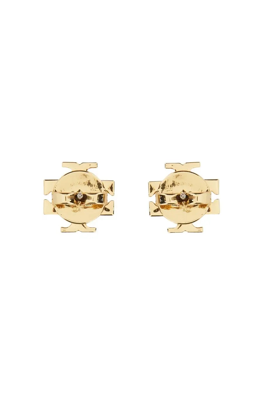 Gold-tone t by alexander mcqueen stud earrings with circular center and geometric cross design for women by tory burch