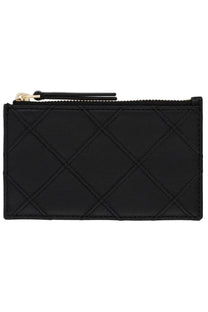 Tory burch women’s paper holder fleming black black quilted leather card case with gold-tone zipper pull