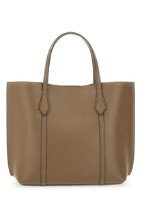 Tan leather tote bag with structured shape and top handles tory burch womens perry shopping bag brown